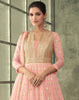 Dusty Pink Peach Designer Embroidered Viscose Silk Anarkali Suit-Saira's Boutique