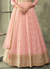 Dusty Pink Peach Designer Embroidered Viscose Silk Anarkali Suit-Saira's Boutique