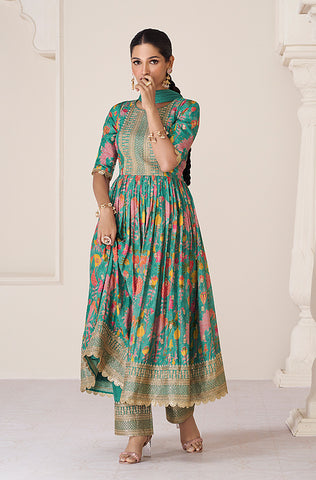 Blush Pink Designer Heavy Embroidered Net Anarkali Suit