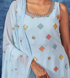 Light Blue Designer Embroidered Georgette Party Wear Sharara Suit-Saira's Boutique