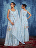Light Blue Designer Embroidered Georgette Party Wear Sharara Suit-Saira's Boutique