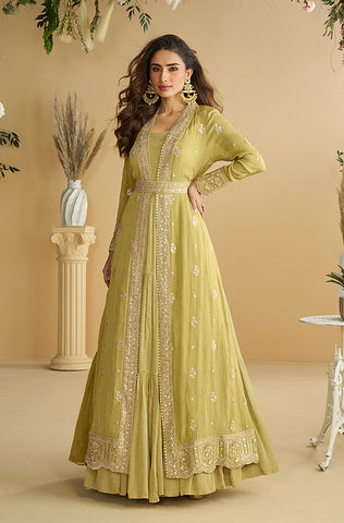 Mint Green & Off White Designer Embroidered Premium Silk Salwar Suit