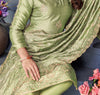 Light Olive Green Designer Embroidered Party Wear Silk Pant Suit-Saira's Boutique