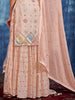 Light Peach Designer Embroidered Georgette Party Wear Sharara Suit-Saira's Boutique