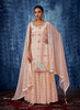 Light Peach Designer Embroidered Georgette Party Wear Sharara Suit-Saira's Boutique
