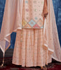 Light Peach Designer Embroidered Georgette Party Wear Sharara Suit-Saira's Boutique