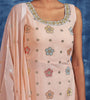 Light Peach Designer Embroidered Georgette Party Wear Sharara Suit-Saira's Boutique