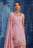Light Pink Designer Embroidered Georgette Party Wear Sharara Suit-Saira's Boutique