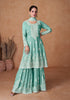 Light Sea Green Designer Embroidered Party Wear Sharara Suit-Saira's Boutique