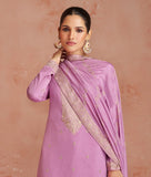 Lilac Blush Designer Embroidered Silk Party Wear Palazzo Suit-Saira's Boutique