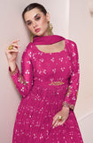 Magenta Designer Embroidered Georgette Chinon Silk Anarkali Gown-Saira's Boutique