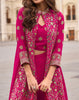 Magenta Designer Embroidered Party Wear Palazzo Suit with Shrug