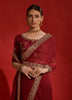 Maroon Designer Embroidered Georgette Wedding Saree-Saira's Boutique