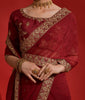 Maroon Designer Embroidered Georgette Wedding Saree-Saira's Boutique