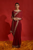 Maroon Designer Embroidered Georgette Wedding Saree-Saira's Boutique