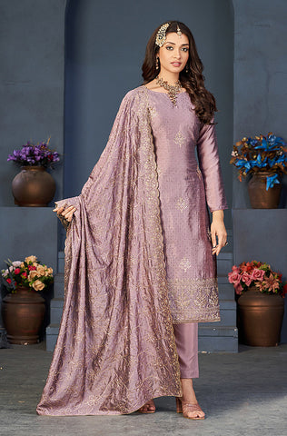 Cream Designer Embroidered Floor Length Silk Anarkali Suit