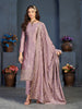 Mauve Designer Embroidered Party Wear Silk Pant Suit-Saira's Boutique