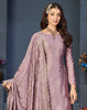 Mauve Designer Embroidered Party Wear Silk Pant Suit-Saira's Boutique