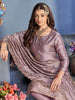 Mauve Designer Embroidered Party Wear Silk Pant Suit-Saira's Boutique