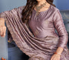 Mauve Designer Embroidered Party Wear Silk Pant Suit-Saira's Boutique