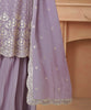 Mauve Designer Embroidered Silk Party Wear Sharara Suit-Saira's Boutique