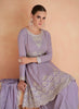 Mauve Designer Embroidered Silk Party Wear Sharara Suit-Saira's Boutique