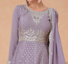 Mauve Designer Embroidered Silk Party Wear Sharara Suit-Saira's Boutique