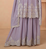 Mauve Designer Embroidered Silk Party Wear Sharara Suit-Saira's Boutique