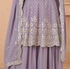 Mauve Designer Embroidered Silk Party Wear Sharara Suit-Saira's Boutique