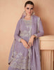 Mauve Designer Embroidered Silk Party Wear Sharara Suit-Saira's Boutique