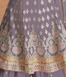 Mauve Gray Designer Embroidered Party Wear Sharara Suit-Saira's Boutique