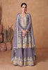 Mauve Gray Designer Embroidered Party Wear Sharara Suit-Saira's Boutique