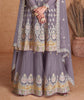 Mauve Gray Designer Embroidered Party Wear Sharara Suit-Saira's Boutique