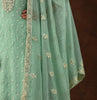 Mint Green Embroidered Wedding Soft Organza Pant Suit-Saira's Boutique