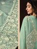 Mint Green Embroidered Wedding Soft Organza Pant Suit-Saira's Boutique