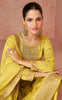 Mustard Yellow Designer Embroidered Silk Party Wear Palazzo Suit-Saira's Boutique