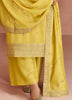 Mustard Yellow Designer Embroidered Silk Party Wear Palazzo Suit-Saira's Boutique