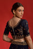 Navy Blue Designer Embroidered Georgette Wedding Saree-Saira's Boutique