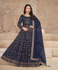 Navy Blue Designer Heavy Embroidered Velvet Anarkali Suit-Saira's Boutique