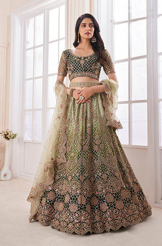 Charcoal Gray Designer Heavy Embroidered Net Bridal Anarkali Gown