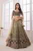 Olive Designer Heavy Embroidered Net Bridal Lehenga-Saira's Boutique