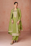 Olive Green Designer Embroidered Silk Party Wear Palazzo Suit-Saira's Boutique