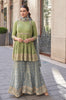 Olive Green & Sage Gray Designer Embroidered Party Wear Sharara Suit-Saira's Boutique