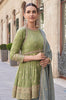 Olive Green & Sage Gray Designer Embroidered Party Wear Sharara Suit-Saira's Boutique
