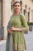 Olive Green & Sage Gray Designer Embroidered Party Wear Sharara Suit-Saira's Boutique