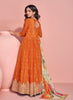 Orange Designer Embroidered Premium Chinon Silk Anarkali Gown-Saira's Boutique