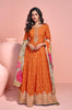 Orange Designer Embroidered Premium Chinon Silk Anarkali Gown-Saira's Boutique