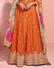 Orange Designer Embroidered Premium Chinon Silk Anarkali Gown-Saira's Boutique