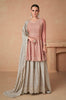 Peach & Taupe Designer Embroidered Silk Party Wear Sharara Suit-Saira's Boutique