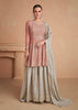 Peach & Taupe Designer Embroidered Silk Party Wear Sharara Suit-Saira's Boutique